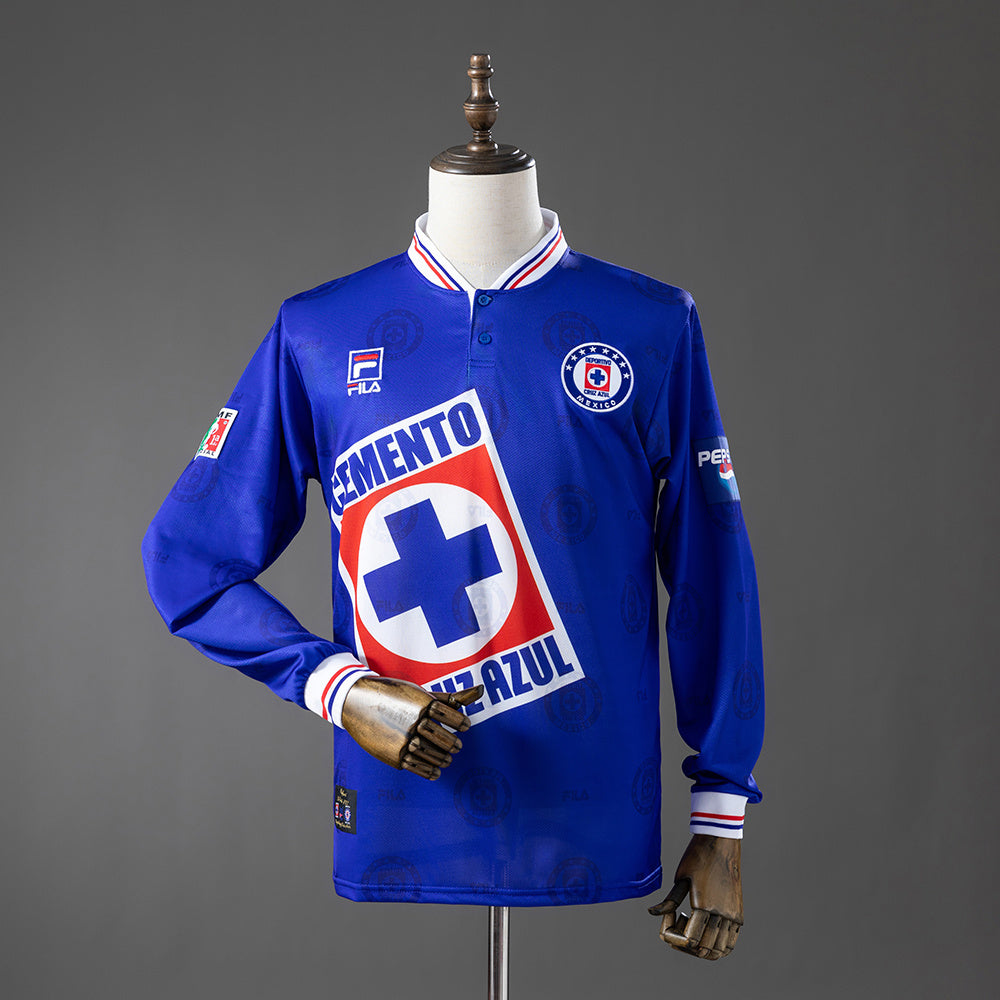 Camisa Cruz Azul Home Retrô 1998 Manga Longa - Torcedor Masculino