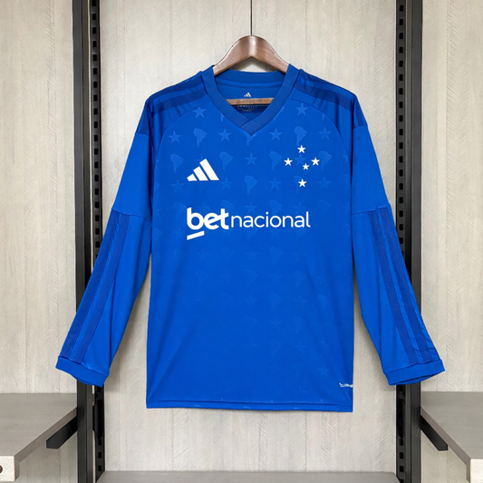 Camisa Cruzeiro Home 2026/27 Manga Longa com Patrocínio - Torcedor Masculino