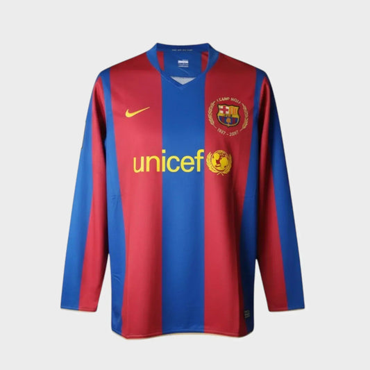 Camisa Barcelona Home Retrô 2007/08 Manga Longa - Torcedor Masculino