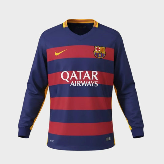 Camisa Barcelona Home Retrô 2015/16 Manga Longa - Torcedor Masculino