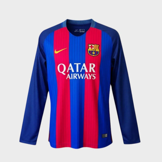 Camisa Barcelona Home Retrô 2016/17 Manga Longa - Torcedor Masculino