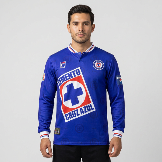 Camisa Cruz Azul Home Retrô 1998 Manga Longa - Torcedor Masculino