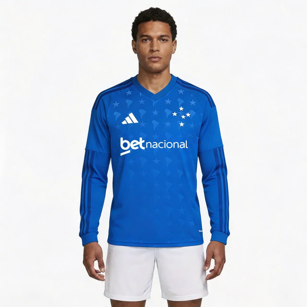 Camisa Cruzeiro Home 2026/27 Manga Longa com Patrocínio - Torcedor Masculino