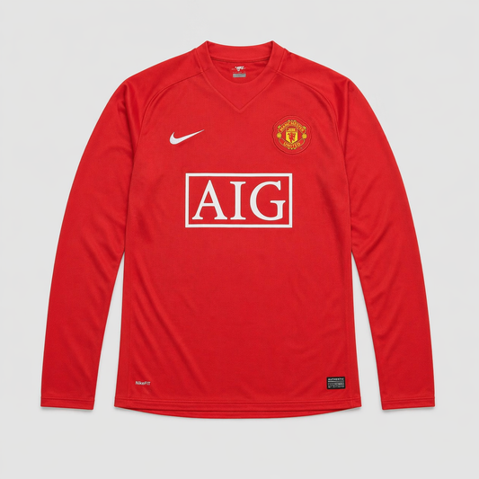 Camisa Manchester United Home Retrô 2007/08 Manga Longa - Torcedor Masculino