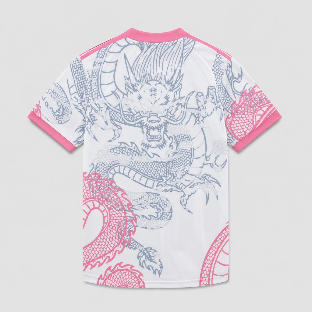 Camisa Real Madrid Dragão Branca e Rosa Edição Especial 2026/27 - Torcedor Masculino