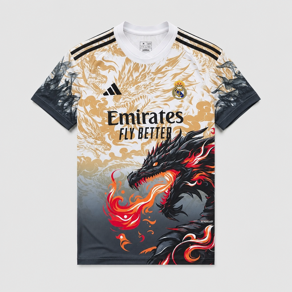 Camisa Real Madrid Dragão Dourada Edição Especial 2026/27 - Torcedor Masculino
