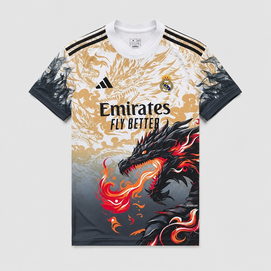 Camisa Real Madrid Dragão Dourada Edição Especial 2026/27 - Torcedor Masculino